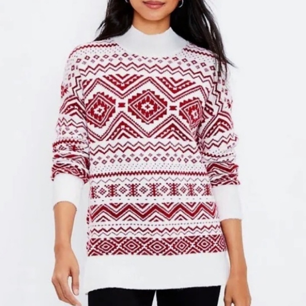 Loft Petite Snowflake Fair‎ Isle Tunic Sweater plus size XXLP